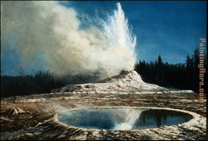 Geyser, Yellowstone Park painting - Albert Bierstadt Geyser, Yellowstone Park art painting